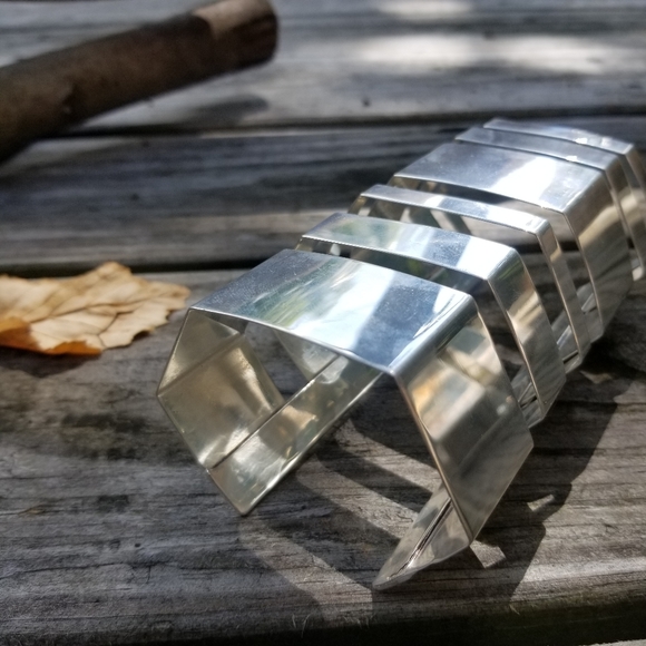 Statement gold brass  cuff  bracelet sculpture … - Picture 4 of 6